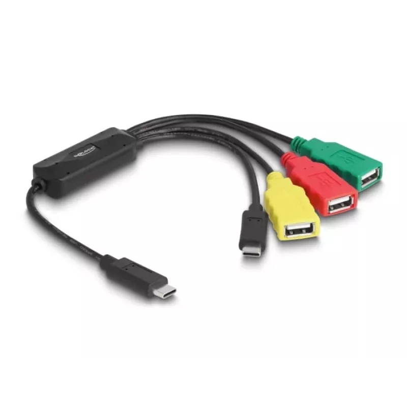 DeLOCK 4-porttinen USB 2.0 -kaapelikeskitin USB Type-C - 3 x USB-A liitäntä + 1 x USB-C pistoke