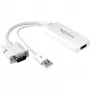 Delock - video-/audiosovitin - USB, 15 pin D-Sub (DB-15) uros - HDMI naaras - 25cm - valkoinen (62460)