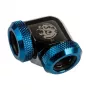 Adapteri 90° BitsPower 12 mm AD Hardtube - 12 mm AD Hardtube, kiiltävä musta/sininen