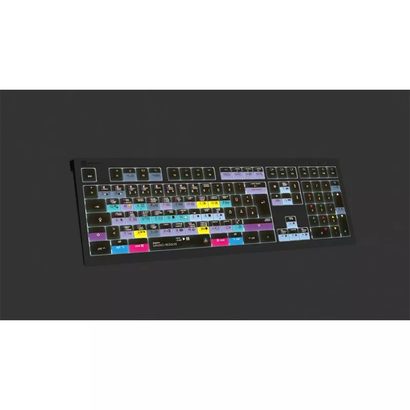 Logickeyboard ASTRA 2 DaVinci Resolve -näppäimistö Macille, täysikokoinen, langallinen USB, saksimekanismi, QWERTZ saksa, musta