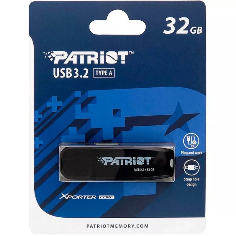 USB-muistitikku PATRIOT 32 GB USB Type-A 3.2 Gen 1 musta, 80 MB/s, avaimenperä