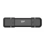 Silicon Power DS72 250 Gt kannettava tikku-SSD, USB 3.2 Gen 2, USB-A/USB-C, musta