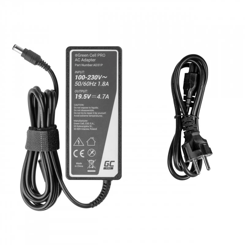 Virtalähde Green Cell AD31P 90W sisäkäyttöön AC-DC 19,5V 4,7A Sony-kannettaville, musta