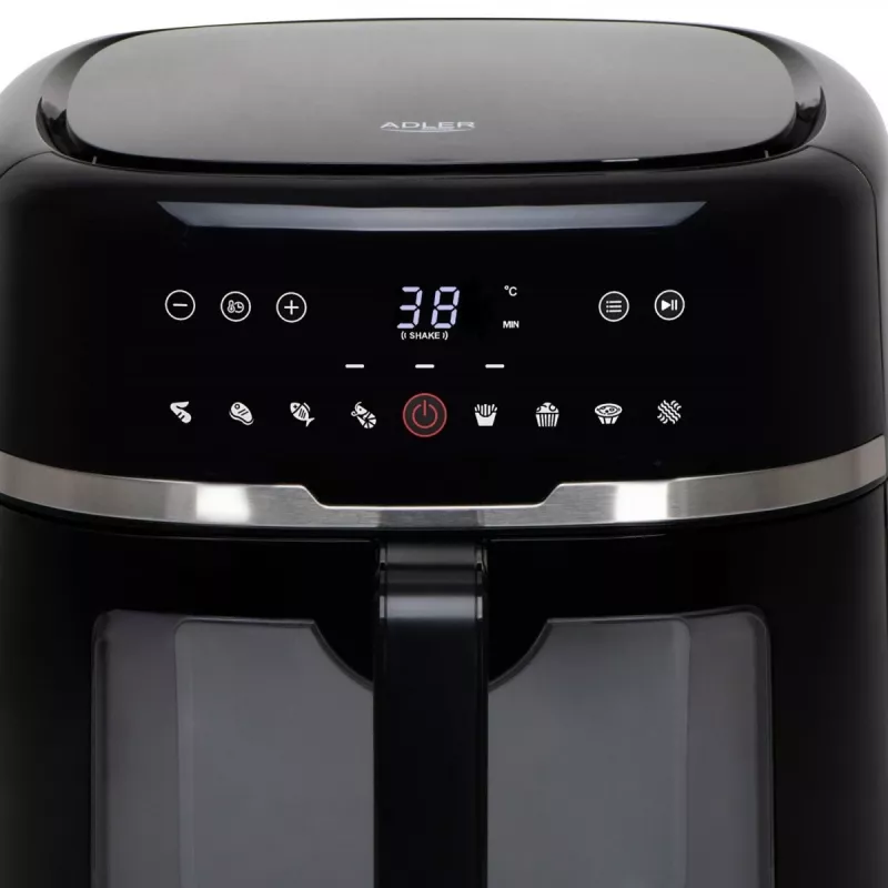 Adler AD 6318 kuumailmafriteerauskeitin, 8 l, 2500 W, LCD-näyttö, 9 ohjelmaa, musta