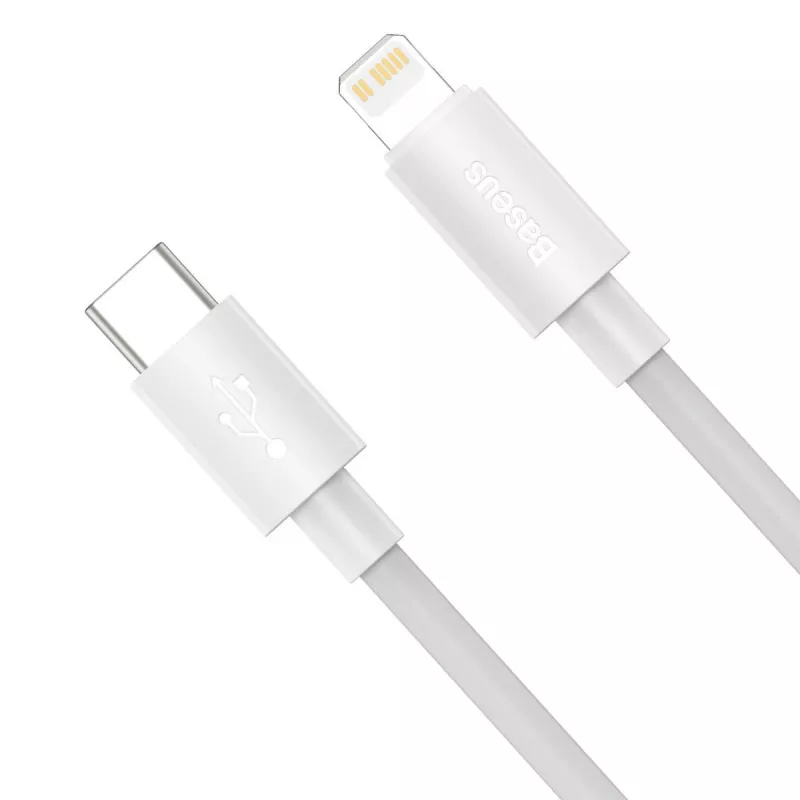 Baseus Simple Wisdom datakaapelisarja USB-C - Lightning PD 20W (2 kpl/pakkaus) 1,5m valkoinen