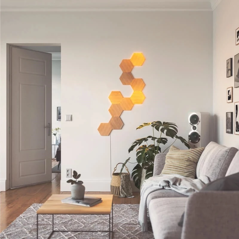 Tunnelmavalaistus Nanoleaf Elements puukuvio Hexagon laajennuspaketti 3 kpl