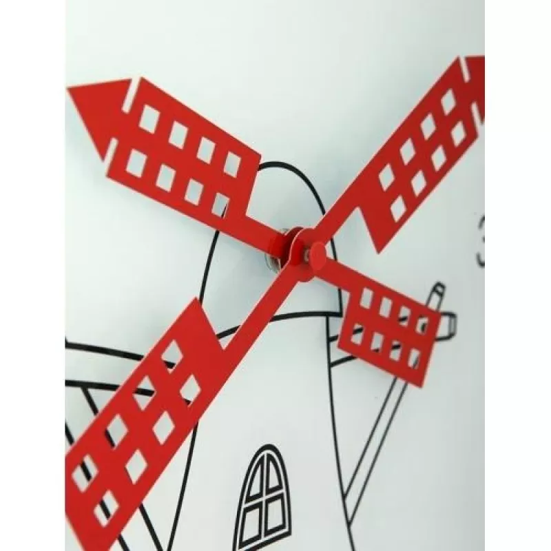 NeXtime kello 8807 Windmil, Ø30 cm, seinäkello, valkoinen/musta/punainen