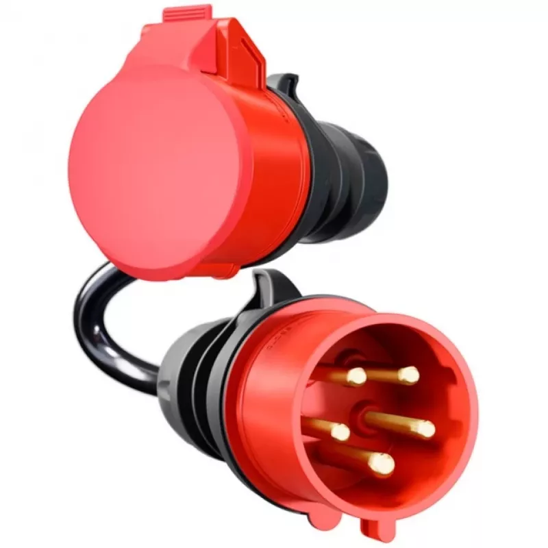 Adapteri Gemini flex 11 kW, CEE punainen kolmivaiheinen vaihtovirta 16A > CEE punainen 32A (musta, 30 cm)