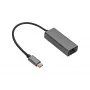 Akyga AK-AD-65 USB-C - Gigabit Ethernet -sovitin, RJ45, 15 cm, hopea