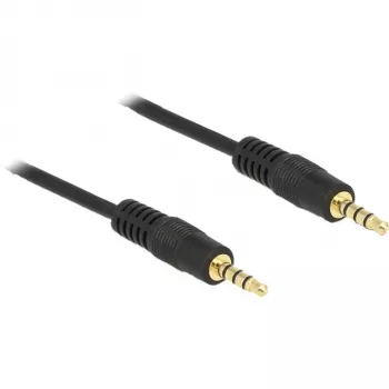 DeLOCK - audiokaapeli - 28 AWG - mini-jakki 3,5 mm, 4-napainen (M) - mini-jakki 3,5 mm, 4-napainen (M) - 5,0 m - suojattu - musta (83438)