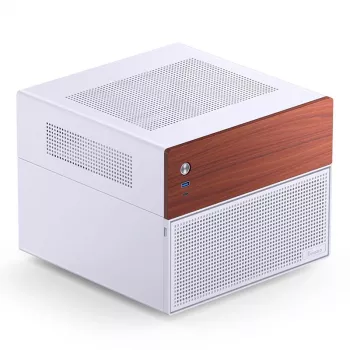 Micro-Tower-tietokonekotelo Jonsbo N4 WEISS Mini-ITX karkaistulla lasilla