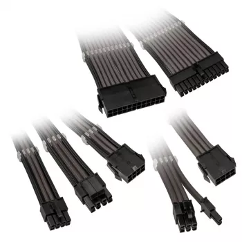 Kaapelin jatkosarja Kolink Core Adept – PET-päällysteinen, 6-osainen sarja, 20+4-pin, 8-pin, 4+4-pin, 3×6+2-pin (300–350 mm)