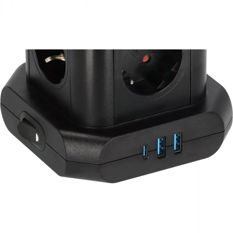 Pistorasiatorni Brennenstuhl 1153560010 — 8 pistorasiaa, 2×USB-A, 1×USB-C, musta