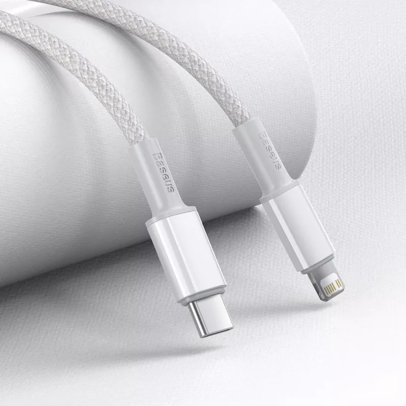USB-C - Lightning Baseus High Density punottu kaapeli, 20W, PD, 2m (valkoinen)