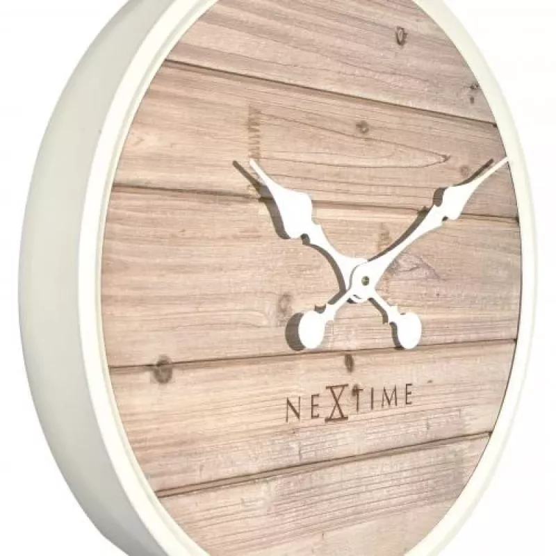 NeXtime kello 3134wi Plank, Ø50 cm, seinäkello, valkoinen