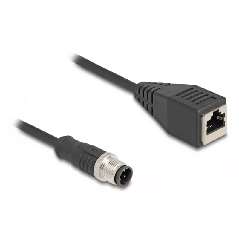 DeLOCK M12 sovitinkaapeli D-koodattu 4-napainen uros RJ45 naaras 50 cm