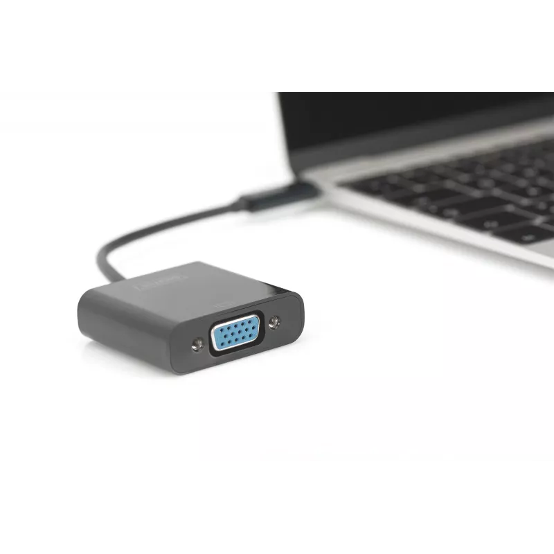 DIGITUS DA-70853 USB-C - VGA-sovitin, Full HD 1080p, musta