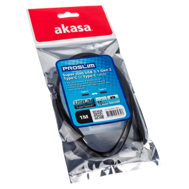 USB-kaapeli Akasa AK-CBUB46-10BK USB 3.2 Gen 2 1 m musta