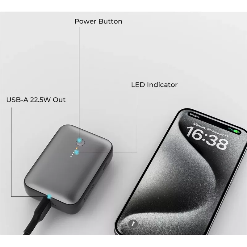 AUKEY 157000 varavirtalähde 10000 mAh harmaa