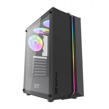 Darkflash DK151 LED -tietokonekotelo (musta) + 3 RGB-tuuletinta