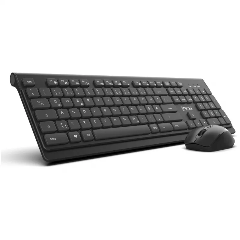 Inca IWS-519 näppäimistö ja hiiri sisältää Office RF langaton QWERTY turkki musta