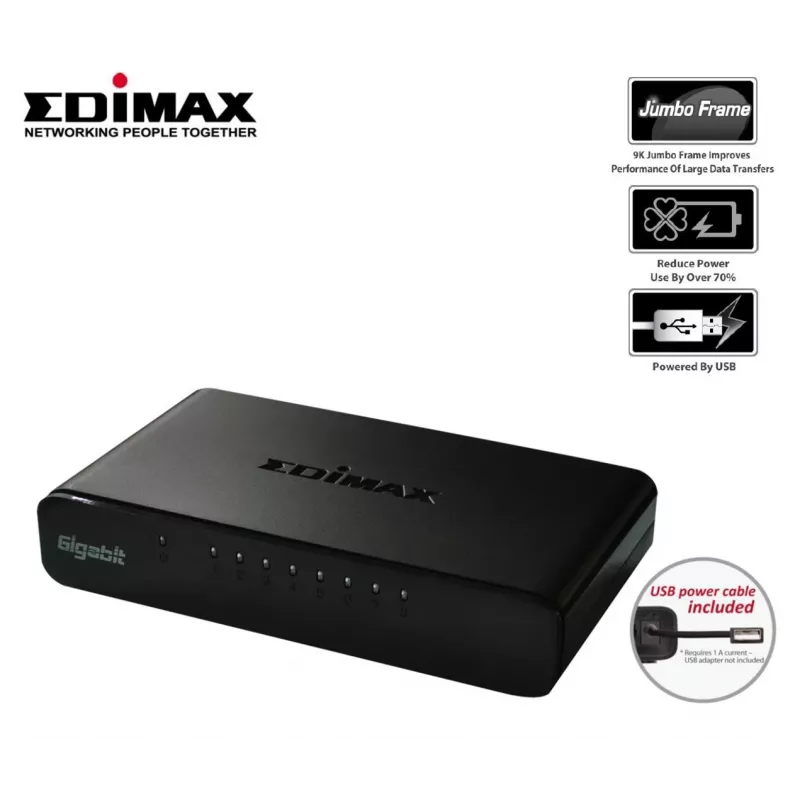Edimax ES-5800G V3 verkkokytkin hallitsematon Gigabit Ethernet (10/100/1000) musta