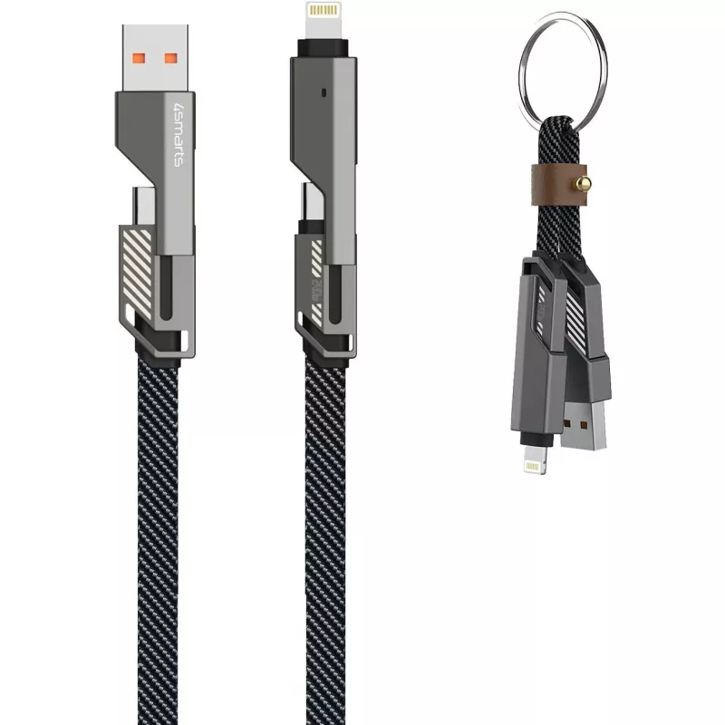 4smarts USB-C-kaapeli ComboCord Flat 240W+ avaimenperä - kaapeli - digitaali/data