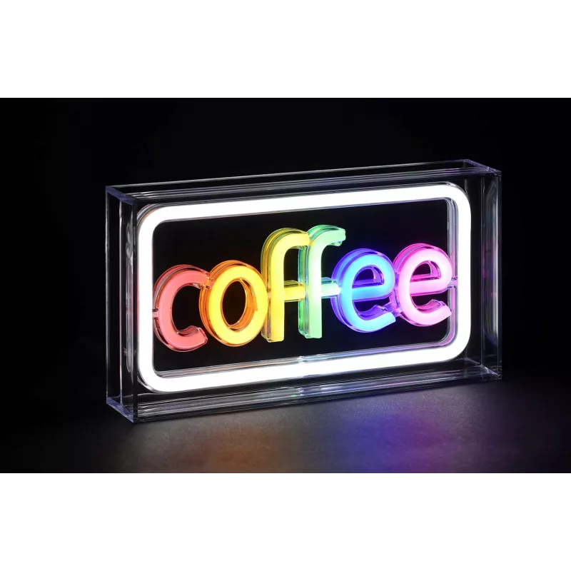 Neon LED-valokyltti ActiveJet AJE-NEON COFFEE, monivärinen, USB 5V, pinta-asennus, AS-muovikehys