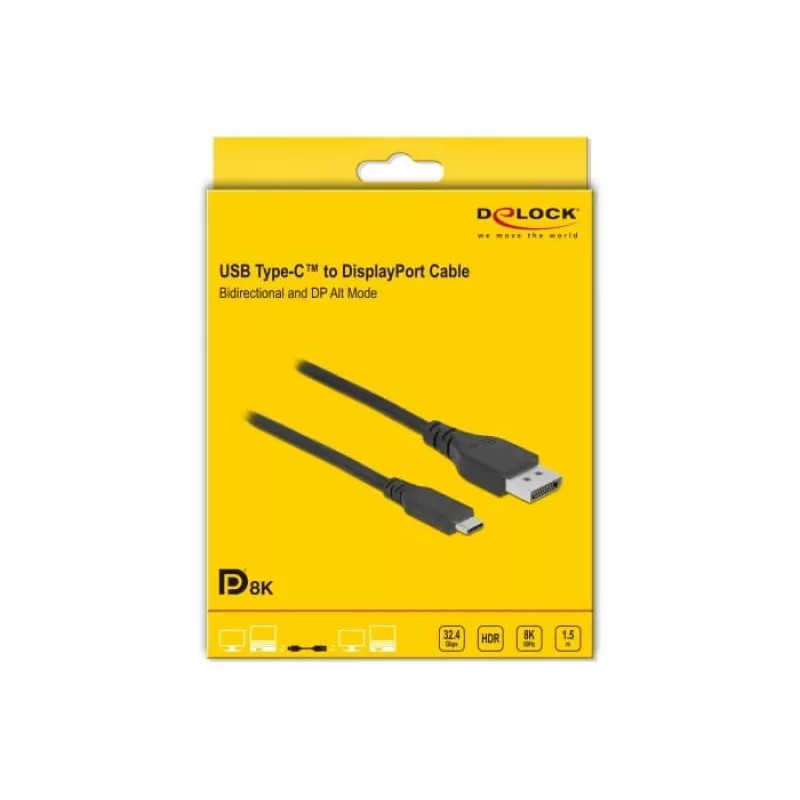 USB Type-C - DisplayPort -kaapeli DeLOCK 86040 8K 60 Hz 1,5 m