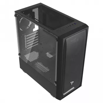 PC-kotelo SAVIO Noctis Flow — Cube Mini-ITX/Micro-ATX/ATX, 3x120 mm edessä, 1x120 mm takana, 2x3,5 inch + 3x2,5 inch paikat, karkaistu lasi