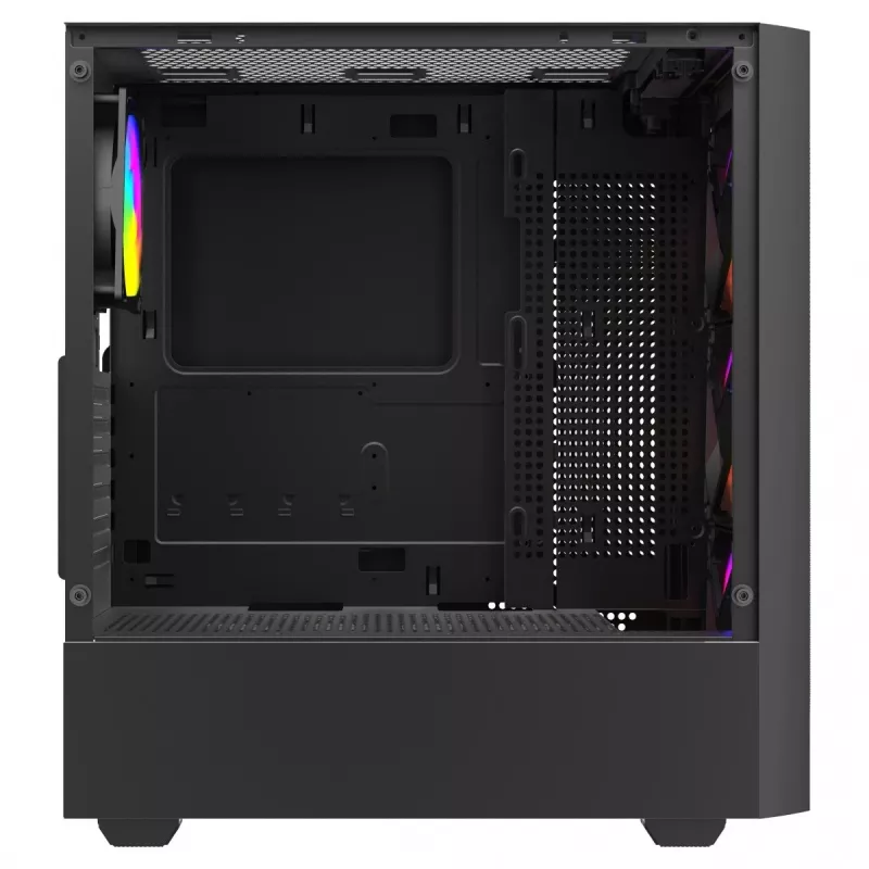 PC-kotelo SAVIO Noctis Flow RGB — Cube, ATX/Mini-ITX, 3x 120 mm etutuulettimet, karkaistu lasisivupaneeli, max. GPU 35 cm