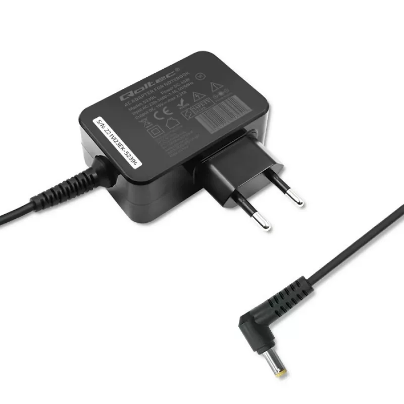 Virtalähde QOLTEC 45W 19V 2,37A 5,5x1,7 mm liittimellä