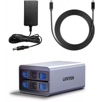 Ulkoinen SATA-kiintolevy-/SSD-kotelo Unitek S1308A01-EU 2,5 tuuman ja 3,5 tuuman asemille, jopa 40 TB