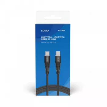 Savio CL-160 USB-kaapeli 2 m USB 2.0 USB C - USB C musta