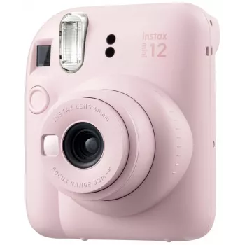 Pikakamera Fujifilm Instax Mini 12 pinkki — kuva 86×54 mm, filmi 62×46 mm, 60 mm polttoväli