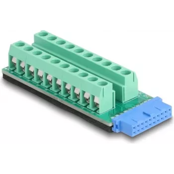 Kaapelisovitin DELOCK 67191 — USB-header 19-napainen 20-napaiseen liitäntälistaan, musta/vihreä