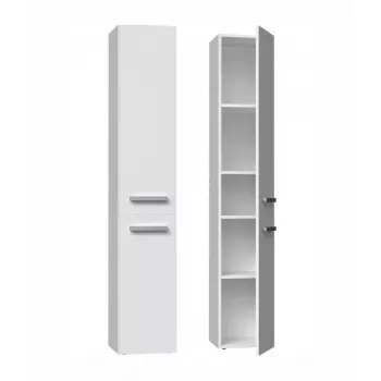Kylpyhuoneen kaappi Top e shop NEL II BIEL — vapaasti seisova, 5 hyllyä, 310×300×1740 mm, valkoinen