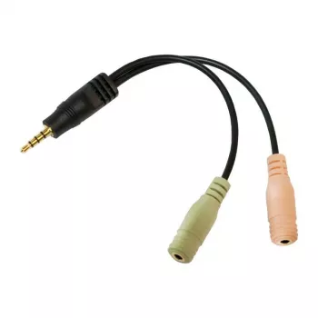 LogiLink - audioadapteri - Mini-Phone 3,5 mm, 4-pin (uros) - Mini-Phone stereo 3,5 mm (naaras) - 15cm - musta (CA0021)