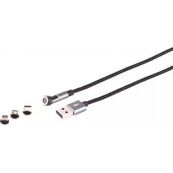 Magneettinen USB-A 3-in-1 -kaapeli ShiverPeaks 14-19011 — 540° kääntyvä 7-pin, 2,0 m