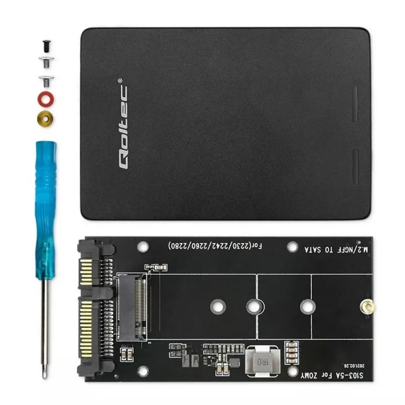 Adapteri M.2 SSD -asemalle | SATA NGFF - SATA III | 2TB | Super speed 6Gb/s | musta