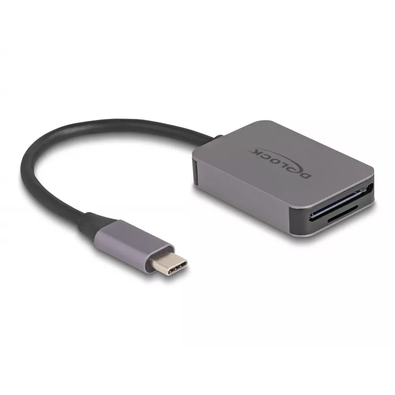 DeLOCK USB Type-C -kortinlukija alumiini SD Micro SD 5000 Mbit/s