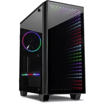 Kotelo INTER-TECH X-608 INFINITY MICRO, microATX, RGB, etu- ja sivupaneeli karkaistua lasia, ilman virtalähdettä