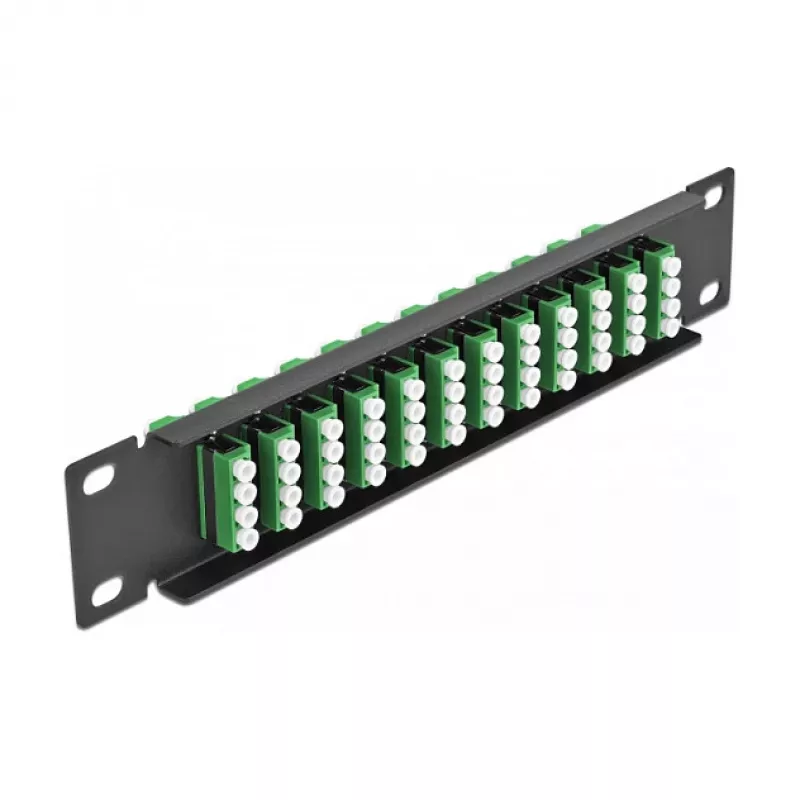 Kuitu-kytkentäpaneeli DeLOCK 10 inch 12 porttia LC Quad vihreä 1U musta