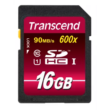 Flash-muisti Transcend 16GB SDHC Class 10 UHS-I 600x TS16GSDHC10U1