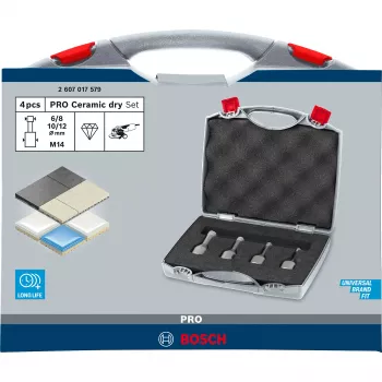 Bosch PRO Ceramic Dry X-LOCK 2607017579 timanttiporasarja keramiikalle/laatoille, 4 kpl, 6/8/10/12 mm, M14