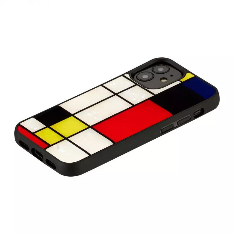 iKins suojakotelo Apple iPhone 12 minille – musta Mondrian-muotoilu