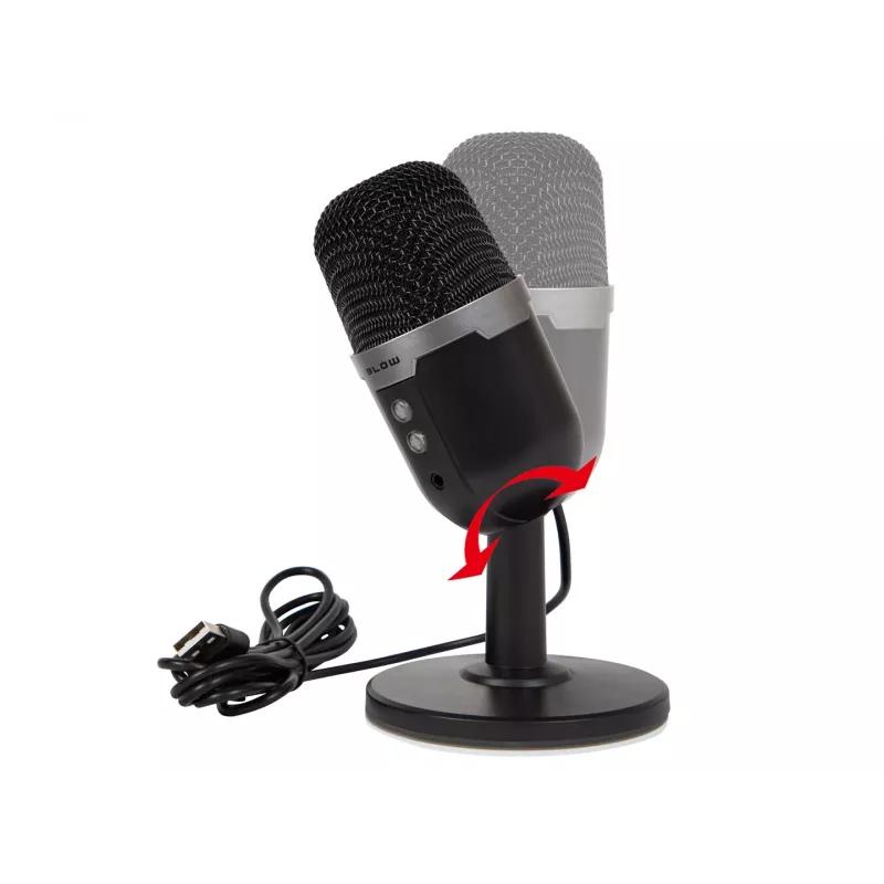 Studiomikrofoni BLOW LED-telineellä — johdollinen USB 2.0, 20–16000 Hz, herkkyys -50 dB, 237 g
