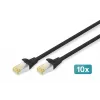 DIGITUS CAT 6A S/FTP -verkkokaapeli DK-1644-A-020-BL-10, 2 m, musta, 10 kpl