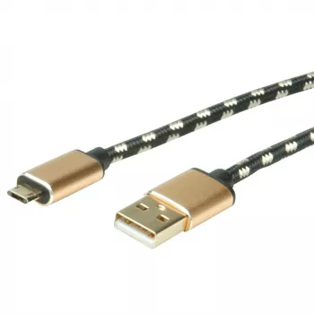 ROLINE 11.02.8819 USB-kaapeli 0,8 m USB 2.0 USB C Micro-USB B musta - kulta (11.02.8819)
