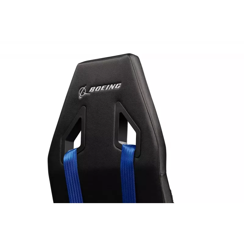 Next Level Racing Boeing Commercial Edition lentosimulaattorin ohjaamo, siniset korostukset